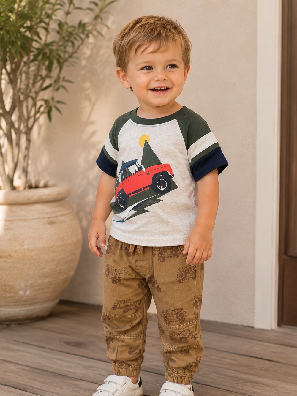 18M Garanimals Jeep Outfit Short Sleeve Tee And Long Pants Size 18 Months